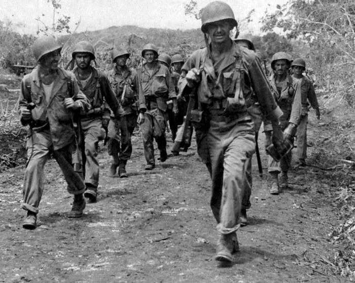 File:Soldiers of 27th Infantry moving inland, Saipan 1944.webp