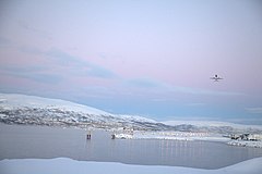 O aeroporto de Tromsø em janeiro