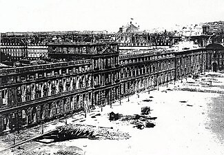 The Tuileries Palace was set afire by the Communards during the suppression of the Paris Commune in May 1871