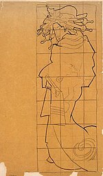 an old looking squared up tracing of a Japanese woman