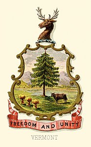Coat of arms of Vermont at Historical coats of arms of the U.S. states from 1876, by Henry Mitchell (restored by Godot13)