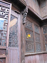 Chinese latticed window in Zhenze (Jiangsu, China)