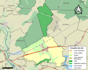 Carte en couleurs présentant l'occupation des sols.