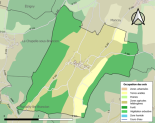 Carte en couleurs présentant l'occupation des sols.