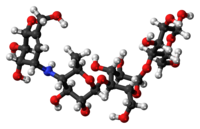 Ball-and-stick model of the acarbose molecule