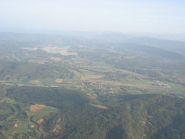 View of Aigues-Vives, Léran and the Lac de Montbel