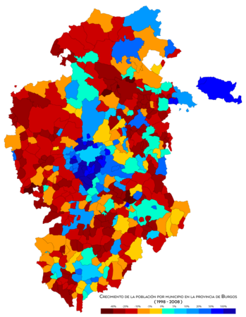 Crecimiento de la población entre 1998 y 2008