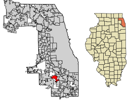 Location of Oak Forest in Cook County, Illinois.