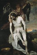 阿隆索·卡諾（英语：Alonso Cano）的《天使支撐死去的耶穌》（Cristo muerto sostenido por un ángel），137 × 100cm，約繪於1625－1652年，卡洛斯三世於1769年從第一代恩森納達侯爵澤農·德·索莫德維亞的藏品中收購[68]