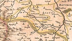 Duchies of Opava and Krnov, map from Atlas Novus by Joan Blaeu, 1645