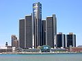 Image 34Michigan is the center of the American automotive industry. The Renaissance Center in Downtown Detroit is the world headquarters of General Motors. (from Michigan)