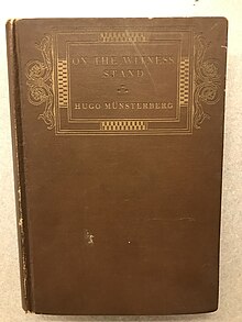 Front cover of an early edition of Hugo Muensterberg's "On the Witness Stand" book