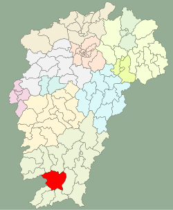 江西省中の信豊県の位置