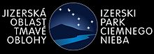 Logo of the Jizera Dark Sky Park, a mountain, river, and dark sky with the big dipper constellation in a circle.