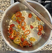 Sauteeing onions and peppers