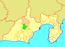 Location of Nakakawane in Shizuoka Prefecture