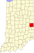 State map highlighting Wayne County