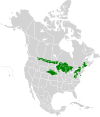 Aire de répartition du Mulet perlé des Alleghenies