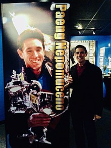 Nepomuceno at the Entrance of the International Bowling Hall of Fame and Museum, Arlington, Texas in 2010