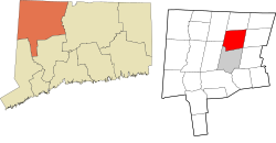 Winchester's location within the Northwest Hills Planning Region and the state of Connecticut