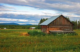 A barn in Orajärvi village of Sodankylä, Lapland, Finland.