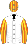 White, orange and yellow striped sleeves and cap