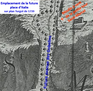 Plan Turgot de 1739 (sud en haut).