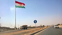 The flag of Kurdistan flies over the disputed city of Kirkuk after it was abandoned by Iraqi forces in June 2014 as the ISIL militant group approached.