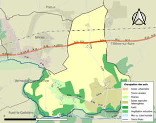 Carte en couleurs présentant l'occupation des sols.