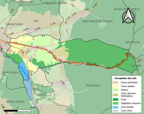 Carte en couleurs présentant l'occupation des sols.