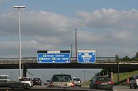 Vue de l'échangeur de Zaventem depuis le ring de Bruxelles.