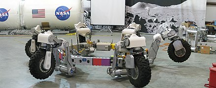 The ATHLETE rover in a test facility at JPL