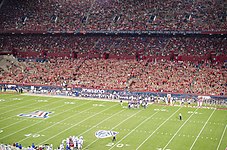 The east side of the stadium, with ZonaZoo, the official student seating section, closest to the field.