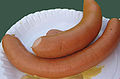 Bockwurst, salsicha tradicional da cultura germânica que integra o café colonial.