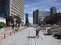 Bikepath in central Bogotá