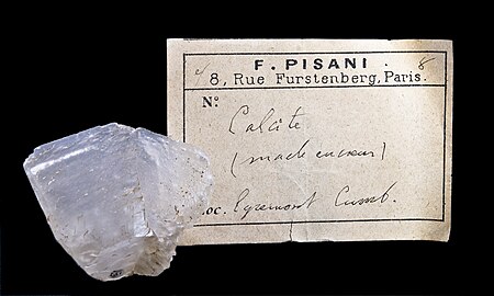 Calcite - Macle suivant[1011]- Autographe de Pisani - Egremond Cumberland Angleterre