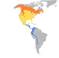 Aire de répartition de la Grive à dos olive