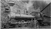 D&RG 168 at the Ouray, Colorado engine house, showing what it looked like in its early years with a diamond stack and wooden pilot (cowcatcher). (Friends of the Cumbres & Toltec Scenic RR collection)