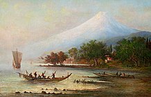 「早朝の富士山の見える港からの出航」, 1869