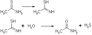 hydroliza tioacetamidu do acetamidu