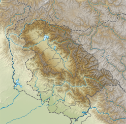 Location of the lake within Jammu and Kashmir