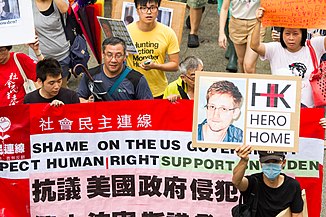 Manifestation de soutien à Edward Snowden à Hong Kong, le 15 juin 2013.