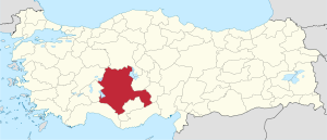 Location of Konya Province in Turkey