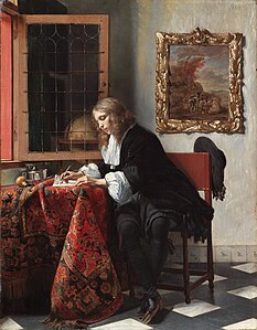 Man Writing a Letter, by Gabriël Metsu