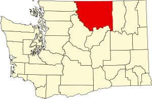 Map of Washington highlighting Okanogan County