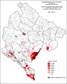 Удео католика у Црној Гори по насељима 1991. године
