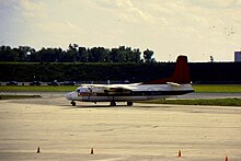 This rather elderly Mesaba F-27 was scrapped shortly after I took this shot through the tinted windows of the Northwest club louonge at MSP in the early 1980's.