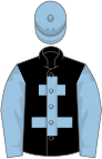 Black, light blue cross of lorraine, sleeves and cap