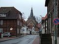 The Dammstraße with the Protestant church