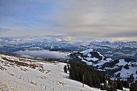 View of the alps of central Switzerland from Rigi Kulm.